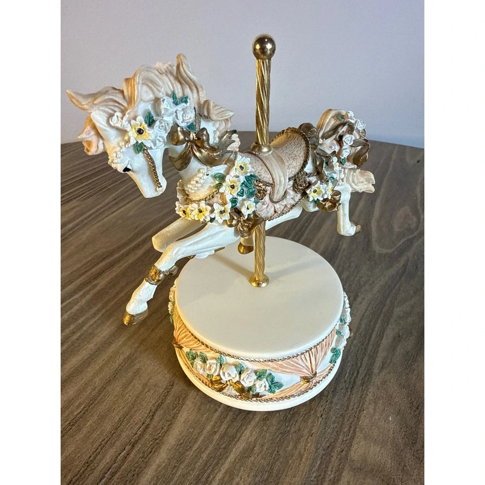 VTG San Francisco Music Box Co Carousel Horse Large Figurine #640755 Cream Works